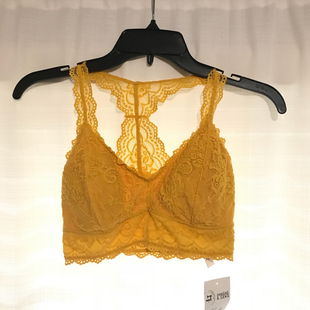 Yellow / Orange Lace Bralette Bra with Pads
